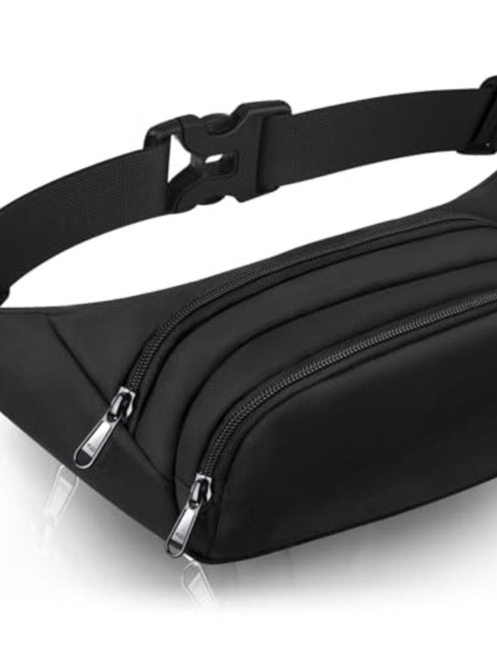Large Fanny Pack for Women Men Water Resistant Nylon Waist Bag 3-Zipper Pockets